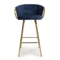 Visalia Blue Fabric Bar Stools With Gold Legs In Pair