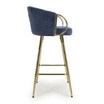 Visalia Blue Fabric Bar Stools With Gold Legs In Pair