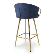 Visalia Blue Fabric Bar Stools With Gold Legs In Pair