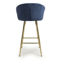 Visalia Blue Fabric Bar Stools With Gold Legs In Pair