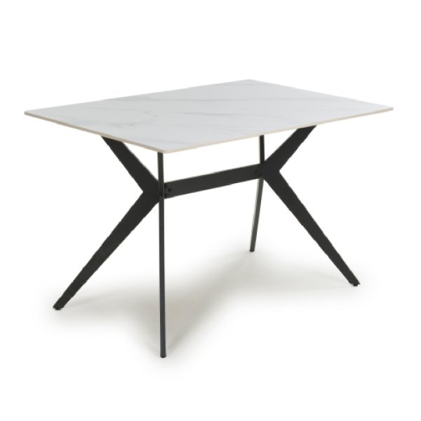 Tarsus Ceramic Dining Table With Metal Legs In White