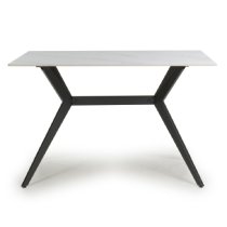 Tarsus Ceramic Dining Table With Metal Legs In White