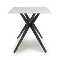 Tarsus Ceramic Dining Table With Metal Legs In White