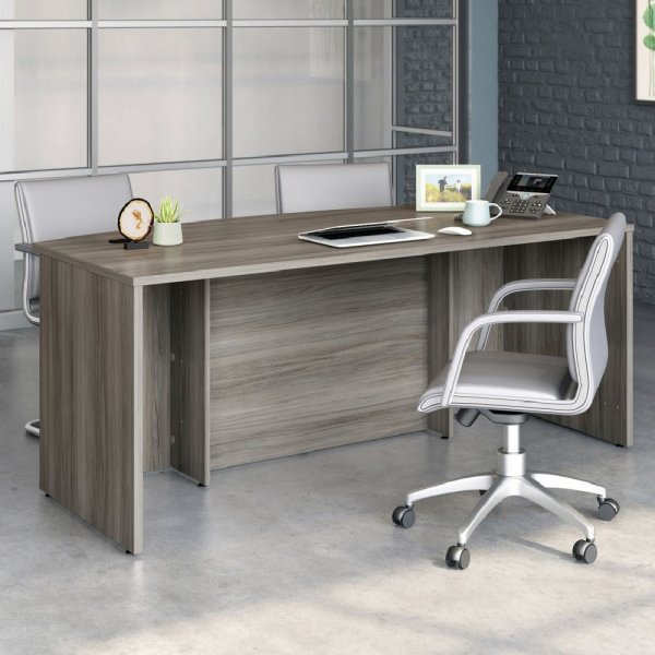 Aberdare Large Wooden Laptop Desk With Bow Front In Hudson Elm