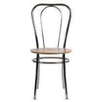 Beaufort Oak Wooden Bistro Chair With Chrome Frame In Pair