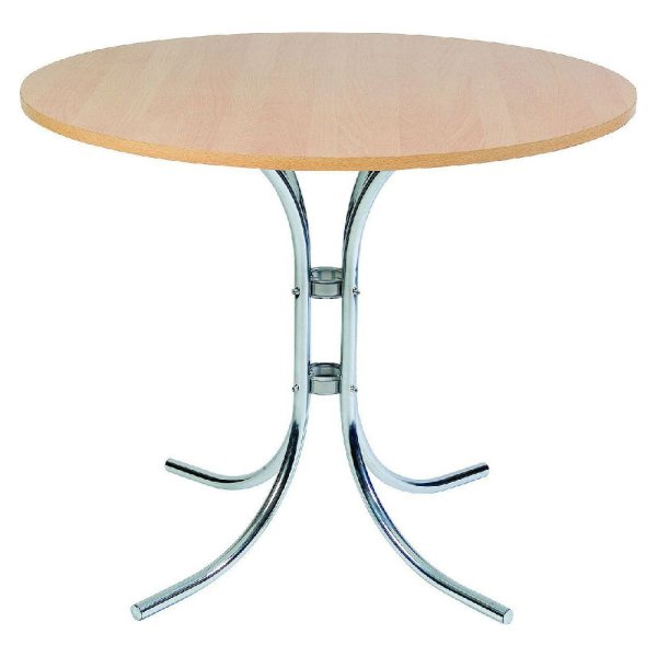 Beaufort Wooden Bistro Table With Chrome Base In Oak