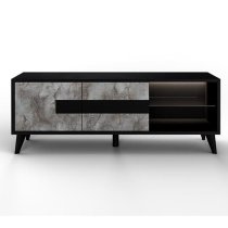 Laax Living Room Set With Display Cabinet In Black Oxide And LED