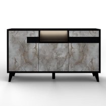 Laax Living Room Set With Sideboard In Black Oxide And LED