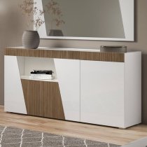 Enna Living Room Set With Sideboard In Gloss White And LED