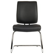 Earlville Leather Home And Office Chair With Chrome Legs In Black