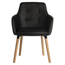 Easton Leather Home And Office Chair With Oak Legs In Black