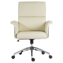 Eustis Medium Back Leather Home And Office Chair In Cream