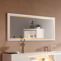 Geneva Large Bedroom Mirror In High Gloss White And Gold Frame