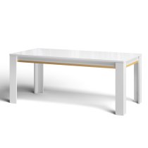 Geneva Small High Gloss Dining Table In White And Gold