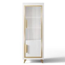 Geneva Right Hand Gloss Display Cabinet In White Gold With LED