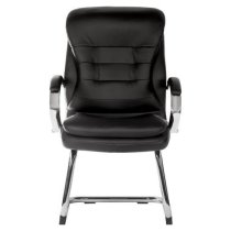 Godley Leather Home And Office Chair With Chrome Legs In Black