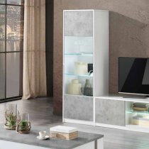 Sion Living Room Set With Display Cabinet In White Beton And LED