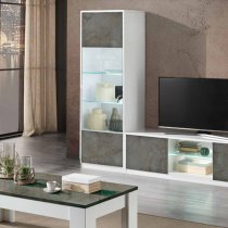 Graz Living Room Set With Display Cabinet In White Oxide And LED