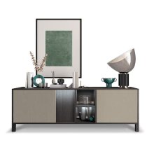 Venice Living Room Set With Display Cabinet In Champagne And LED