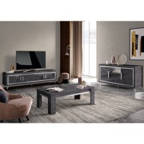 Sarver Living Room Set With Sideboard In Black And LED