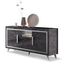 Sarver Living Room Set With Sideboard In Black And LED