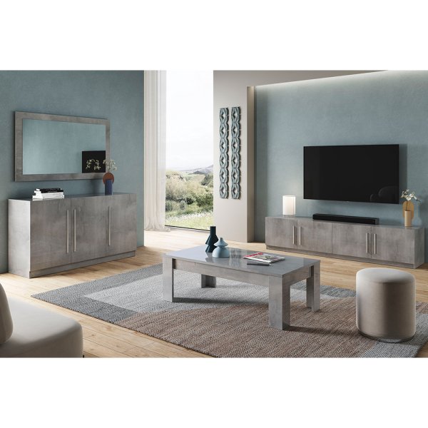 Breta Living Room Set With Sideboard In Grey Marble Effect