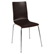 Laval Wooden Bistro Chair With Chrome Legs In Black