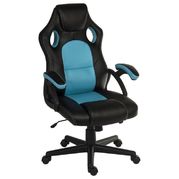 Katy Leather Home And Office Chair In Black and Blue