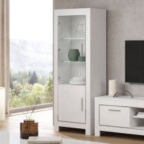 Lorenz Living Room Set With Display Cabinet In White And LED