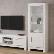 Lorenz Living Room Set With Display Cabinet In White And LED