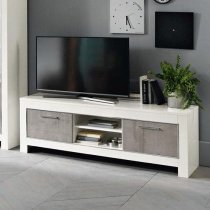 Lorenz Living Room Set With Display Cabinet In Grey White And LED