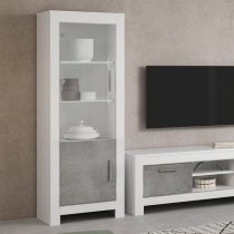 Lorenz Living Room Set With Display Cabinet In Grey White And LED