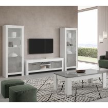 Lorenz Living Room Set With Coffee Table In Grey White And LED