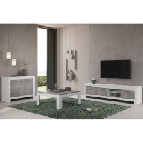 Lorenz Living Room Set With Sideboard In Grey Effect And White