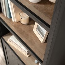 Saginaw Wooden Bookcase With 2 Doors In Raven And Lintel Oak