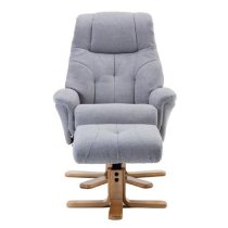 Danville Fabric Recliner Chair With Footstool In Light Grey