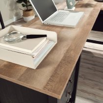 Saginaw Wooden L Shaped Laptop Desk In Raven And Lintel Oak