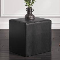 Brixton Square PU Leather Side Table In Black