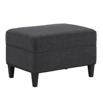 Attica Fabric Footstool With Wooden Legs In Anthracite