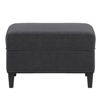 Attica Fabric Footstool With Wooden Legs In Anthracite