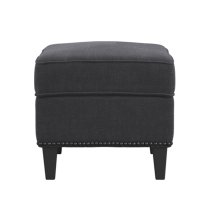 Attica Fabric Footstool With Wooden Legs In Anthracite