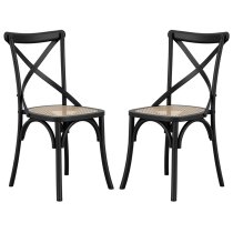 Flint Black Wooden Dining Chairs In Pair