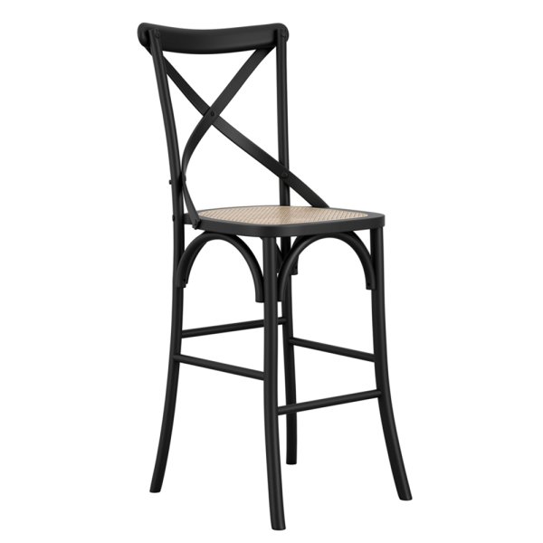 Flint Wooden Bar Stool In Black