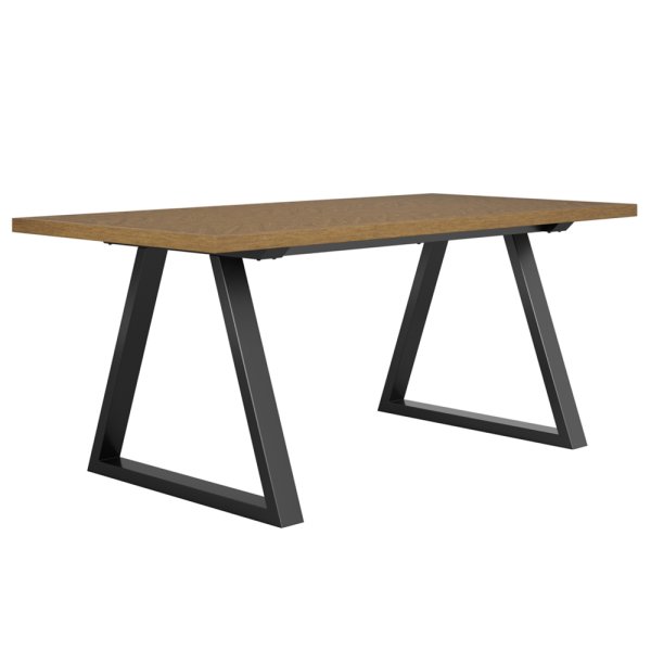 Hyannis Wooden Dining Table With Black Metal Legs In Whiskey