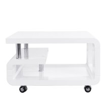 Alena Square High Gloss Coffee Table In White With Wheels