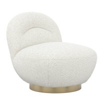 Langley Fabric Swivel Bedroom Chair In Ivory