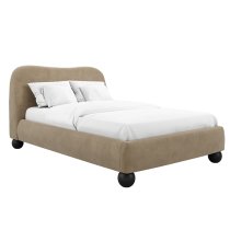 Ingram Velvet Double Bed In Mole