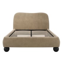 Ingram Velvet Double Bed In Mole