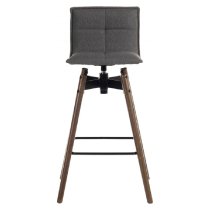 Silvis Grey Fabric Barstools With Dark Wooden Legs In Pair