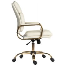 Ventura Leather Home And Office Chair In White And Brass